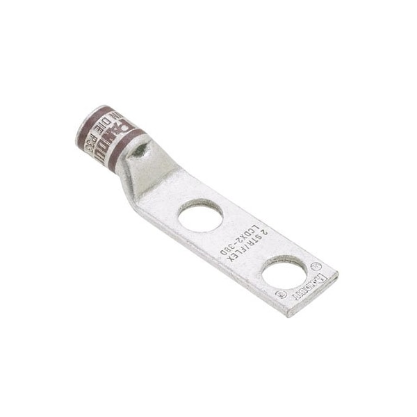Two-Hole Compression Lug, 2 AWG Max, Standard Barrel, Copper, Brown